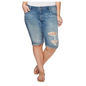 Lucky Brand Plus Ginger Distressed Denim Bermuda Shorts in Indian Hills 20W